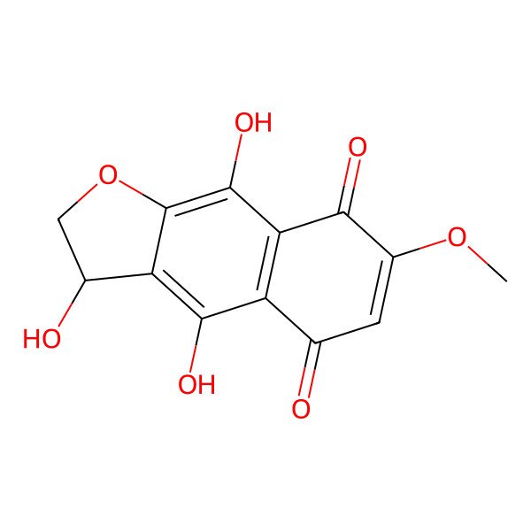 2D Structure of 3,4,9-Trihydroxy-7-methoxy-2,3-dihydrobenzo[f][1]benzofuran-5,8-dione