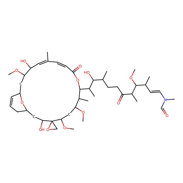 2D Structure of N-[(E,3R,4R,5R,9S,10S,11S)-11-[(1S,3S,4S,5S,7R,8S,9R,12E,14E,16S,17R,19R)-3,16-dihydroxy-5,7,17-trimethoxy-8,14-dimethyl-11-oxospiro[10,23-dioxabicyclo[17.3.1]tricosa-12,14,20-triene-4,2'-oxirane]-9-yl]-10-hydroxy-4-methoxy-3,5,9-trimethyl-6-oxododec-1-enyl]-N-methylformamide