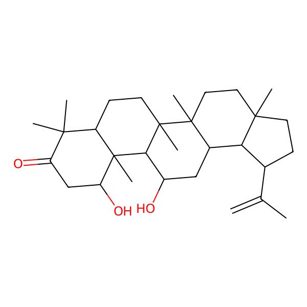 2D Structure of 11,12-dihydroxy-3a,5a,5b,8,8,11a-hexamethyl-1-prop-1-en-2-yl-2,3,4,5,6,7,7a,10,11,11b,12,13,13a,13b-tetradecahydro-1H-cyclopenta[a]chrysen-9-one