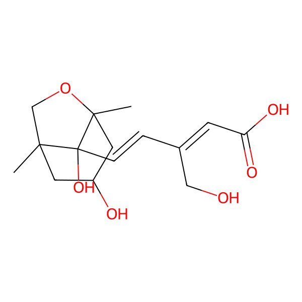2D Structure of (2E,4E)-5-[(1R,3S,5R,8S)-3,8-dihydroxy-1,5-dimethyl-6-oxabicyclo[3.2.1]octan-8-yl]-3-(hydroxymethyl)penta-2,4-dienoic acid