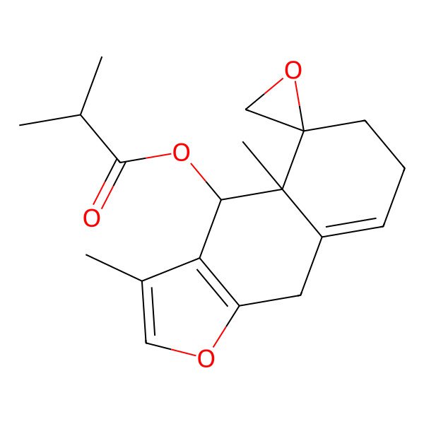2D Structure of (3,4a-Dimethylspiro[4,6,7,9-tetrahydrobenzo[f][1]benzofuran-5,2'-oxirane]-4-yl) 2-methylpropanoate
