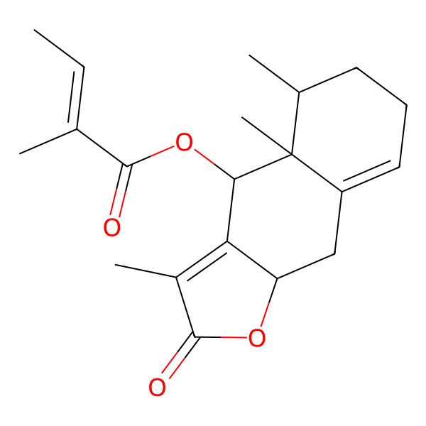 2D Structure of (3,4a,5-Trimethyl-2-oxo-4,5,6,7,9,9a-hexahydrobenzo[f][1]benzofuran-4-yl) 2-methylbut-2-enoate