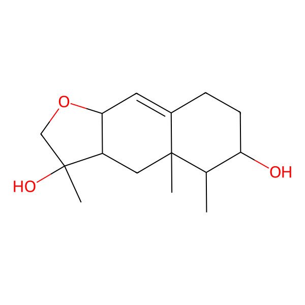 2D Structure of 3,4a,5-Trimethyl-2,3a,4,5,6,7,8,9a-octahydrobenzo[f][1]benzofuran-3,6-diol