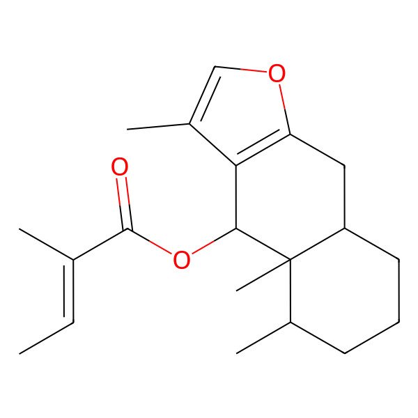 2D Structure of (3,4a,5-trimethyl-5,6,7,8,8a,9-hexahydro-4H-benzo[f][1]benzofuran-4-yl) 2-methylbut-2-enoate