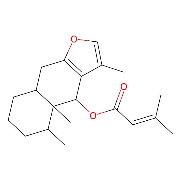 2D Structure of (3,4a,5-trimethyl-5,6,7,8,8a,9-hexahydro-4H-benzo[f][1]benzofuran-4-yl) 3-methylbut-2-enoate