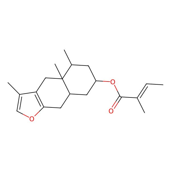 2D Structure of (3,4a,5-trimethyl-5,6,7,8,8a,9-hexahydro-4H-benzo[f][1]benzofuran-7-yl) 2-methylbut-2-enoate