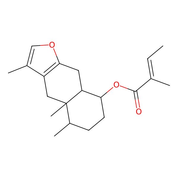2D Structure of (3,4a,5-trimethyl-5,6,7,8,8a,9-hexahydro-4H-benzo[f][1]benzofuran-8-yl) 2-methylbut-2-enoate