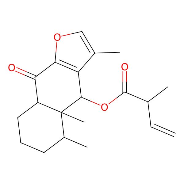 2D Structure of (3,4a,5-Trimethyl-9-oxo-4,5,6,7,8,8a-hexahydrobenzo[f][1]benzofuran-4-yl) 2-methylbut-3-enoate
