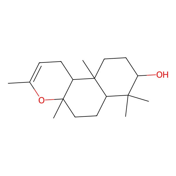 2D Structure of 3,4a,7,7,10a-Pentamethyl-1,5,6,6a,8,9,10,10b-octahydrobenzo[f]chromen-8-ol