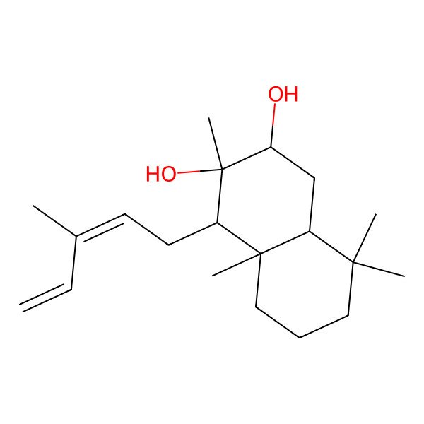 2D Structure of 3,4a,8,8-tetramethyl-4-(3-methylpenta-2,4-dienyl)-2,4,5,6,7,8a-hexahydro-1H-naphthalene-2,3-diol