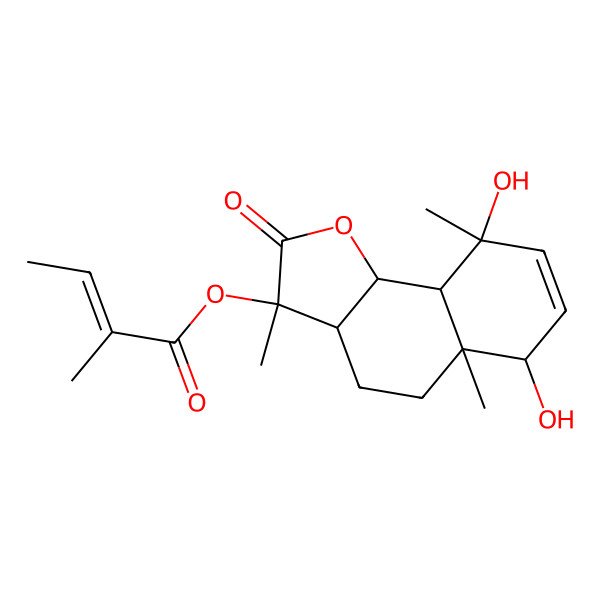 2D Structure of [(3S,3aR,5aS,6S,9R,9aR,9bR)-6,9-dihydroxy-3,5a,9-trimethyl-2-oxo-3a,4,5,6,9a,9b-hexahydrobenzo[g][1]benzofuran-3-yl] (Z)-2-methylbut-2-enoate
