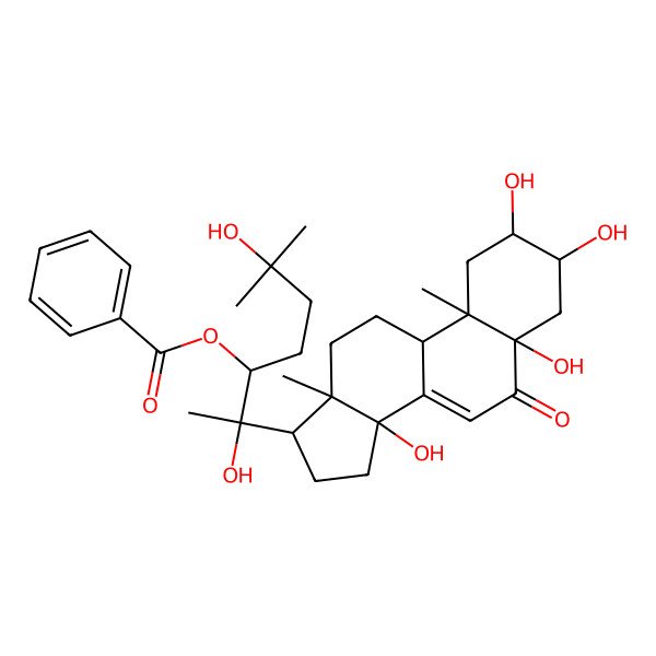 2D Structure of [2,6-Dihydroxy-6-methyl-2-(2,3,5,14-tetrahydroxy-10,13-dimethyl-6-oxo-1,2,3,4,9,11,12,15,16,17-decahydrocyclopenta[a]phenanthren-17-yl)heptan-3-yl] benzoate