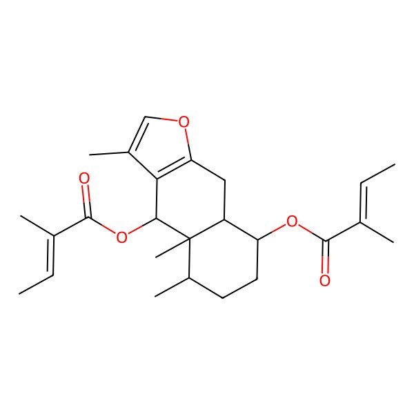 2D Structure of [(4S,4aR,5S,8R,8aR)-3,4a,5-trimethyl-4-[(Z)-2-methylbut-2-enoyl]oxy-5,6,7,8,8a,9-hexahydro-4H-benzo[f][1]benzofuran-8-yl] (Z)-2-methylbut-2-enoate