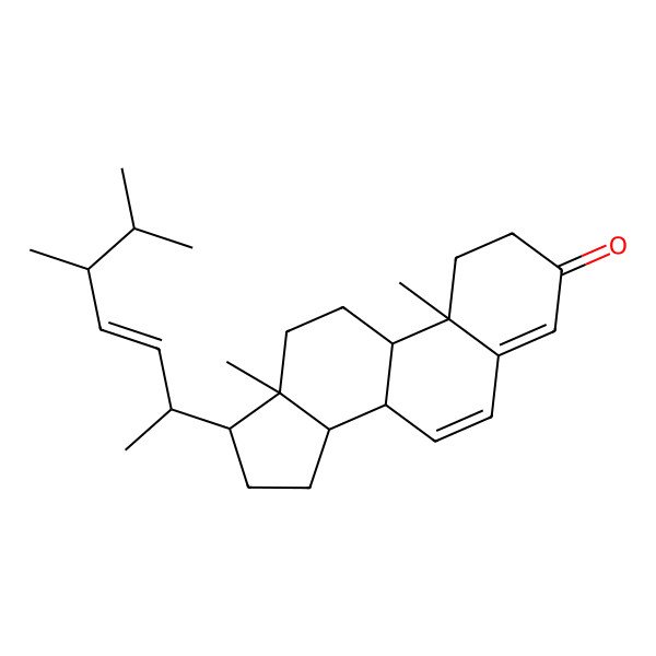 2D Structure of (8S,9S,10R,13R,14S,17R)-17-[(E,2S,5R)-5,6-dimethylhept-3-en-2-yl]-10,13-dimethyl-1,2,8,9,11,12,14,15,16,17-decahydrocyclopenta[a]phenanthren-3-one