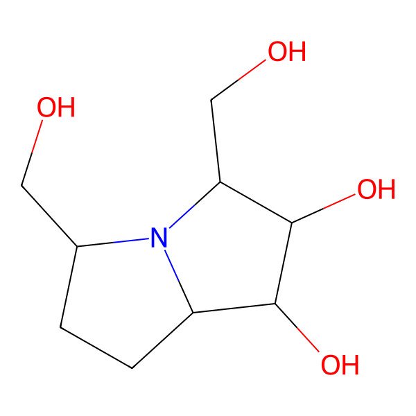 2D Structure of 3,5-bis(hydroxymethyl)-2,3,5,6,7,8-hexahydro-1H-pyrrolizine-1,2-diol