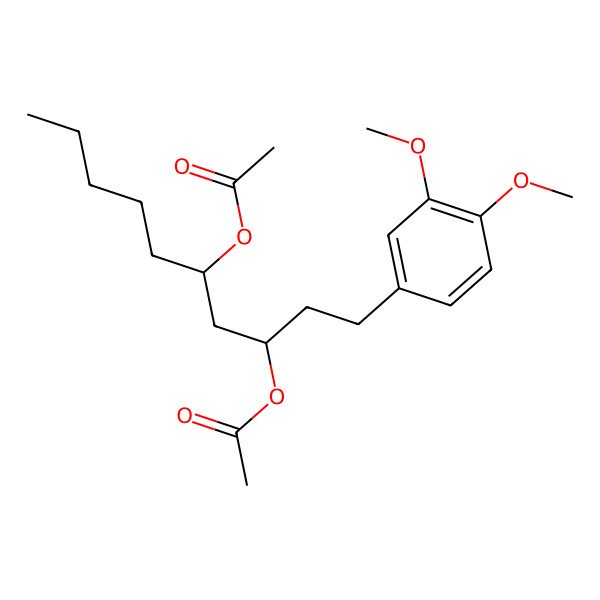 2D Structure of 3,5-Decanediol, 1-(3,4-dimethoxyphenyl)-, 3,5-diacetate, (3R,5S)- 2D Structure of 3,5-Decanediol, 1-(3,4-dimethoxyphenyl)-, 3,5-diacetate, (3R,5S)-