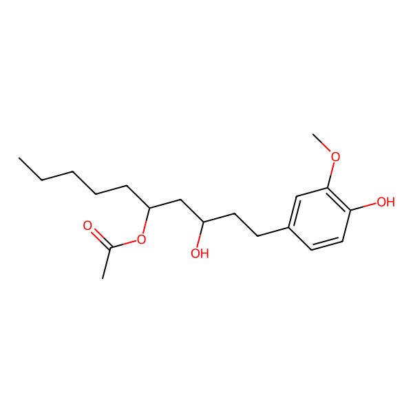 2D Structure of 3,5-Decanediol, 1-(4-hydroxy-3-methoxyphenyl)-, 5-acetate, (3R,5S)-