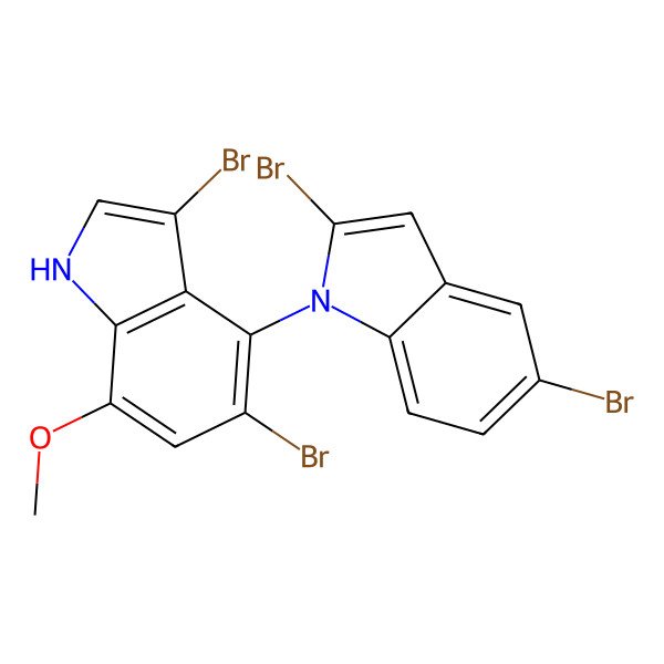 2D Structure of 3,5-dibromo-4-(2,5-dibromoindol-1-yl)-7-methoxy-1H-indole