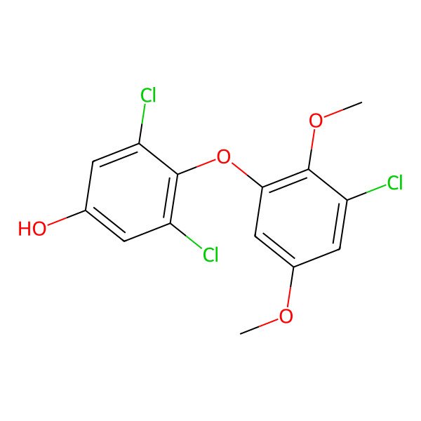 2D Structure of 3,5-Dichloro-4-(3-chloro-2,5-dimethoxyphenoxy)phenol