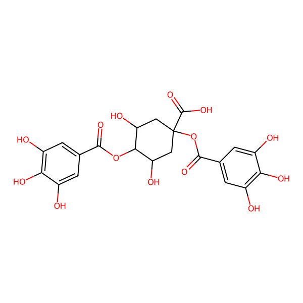 2D Structure of 3,5-Dihydroxy-1,4-bis[(3,4,5-trihydroxybenzoyl)oxy]cyclohexane-1-carboxylic acid