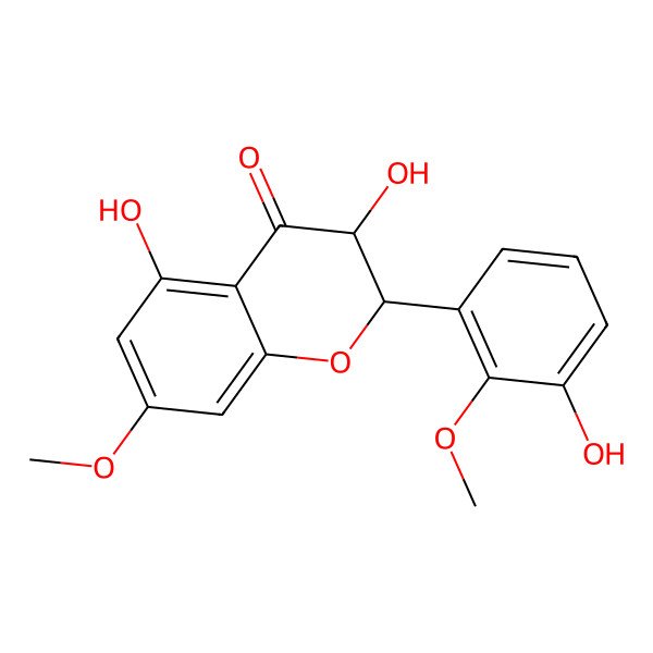 2D Structure of 3,5-Dihydroxy-2-(3-hydroxy-2-methoxyphenyl)-7-methoxy-2,3-dihydrochromen-4-one