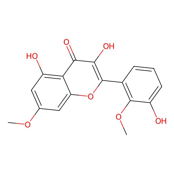 2D Structure of 3,5-Dihydroxy-2-(3-hydroxy-2-methoxyphenyl)-7-methoxychromen-4-one