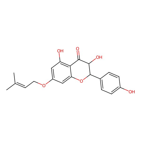 2D Structure of 3,5-Dihydroxy-2-(4-hydroxyphenyl)-7-(3-methylbut-2-enoxy)-2,3-dihydrochromen-4-one