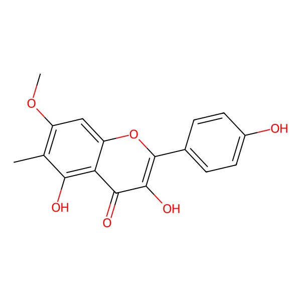 2D Structure of 3,5-Dihydroxy-2-(4-hydroxyphenyl)-7-methoxy-6-methylchromen-4-one