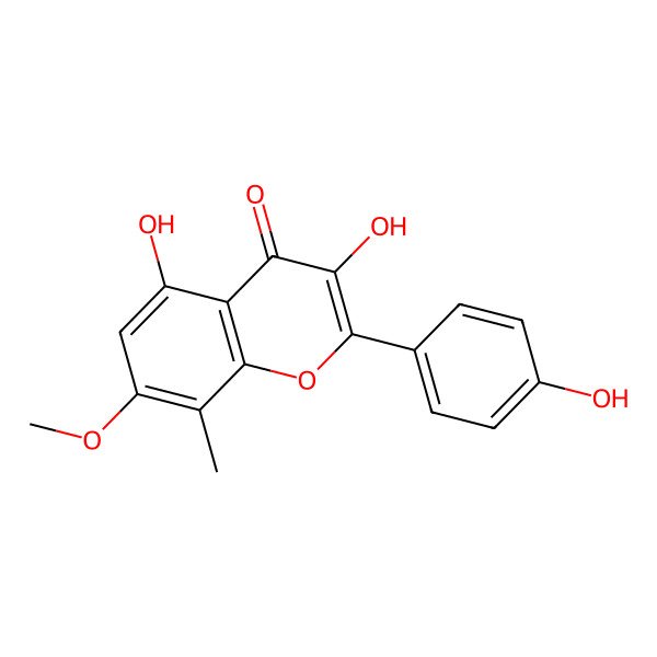 2D Structure of 3,5-Dihydroxy-2-(4-hydroxyphenyl)-7-methoxy-8-methylchromen-4-one