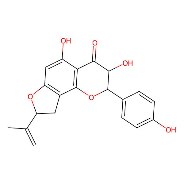 2D Structure of 3,5-Dihydroxy-2-(4-hydroxyphenyl)-8-prop-1-en-2-yl-2,3,8,9-tetrahydrofuro[2,3-h]chromen-4-one