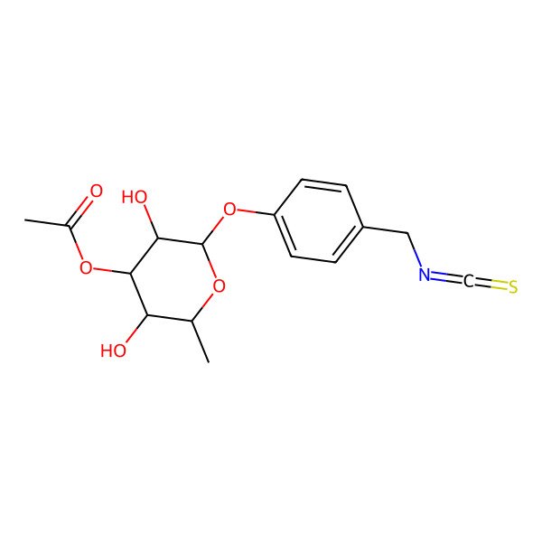 2D Structure of [3,5-Dihydroxy-2-[4-(isothiocyanatomethyl)phenoxy]-6-methyloxan-4-yl] acetate