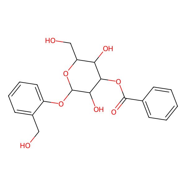 2D Structure of [3,5-Dihydroxy-2-(hydroxymethyl)-6-[2-(hydroxymethyl)phenoxy]oxan-4-yl] benzoate