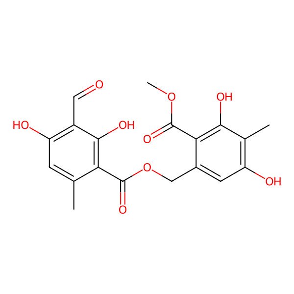 2D Structure of (3,5-Dihydroxy-2-methoxycarbonyl-4-methylphenyl)methyl 3-formyl-2,4-dihydroxy-6-methylbenzoate