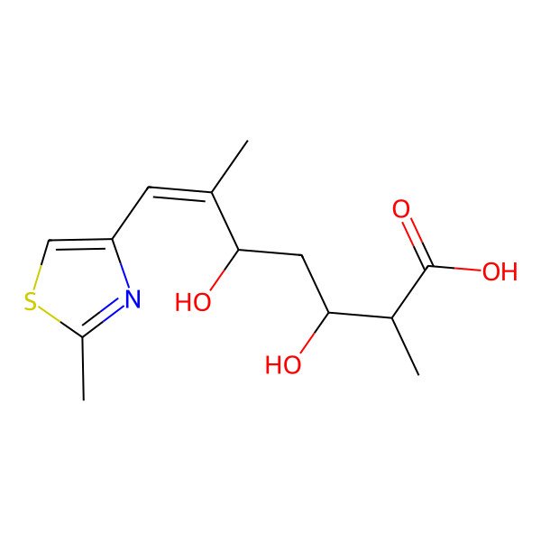 2D Structure of 3,5-Dihydroxy-2,6-dimethyl-7-(2-methyl-1,3-thiazol-4-yl)hept-6-enoic acid