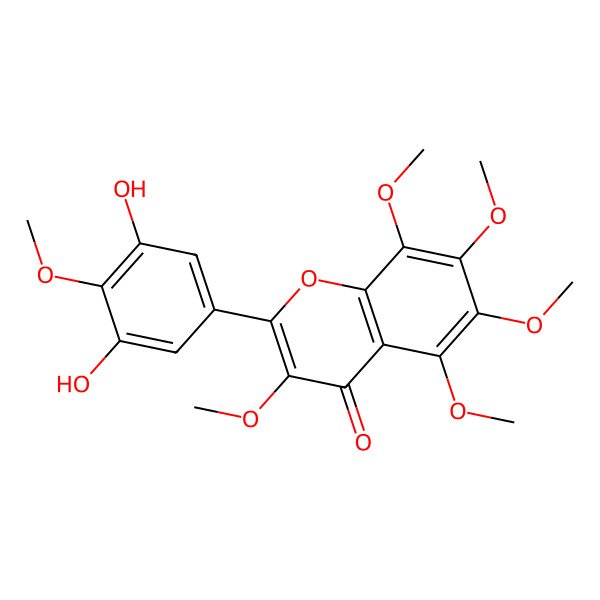 2D Structure of 3',5'-Dihydroxy-3,5,6,7,8,4'-hexamethoxyflavone