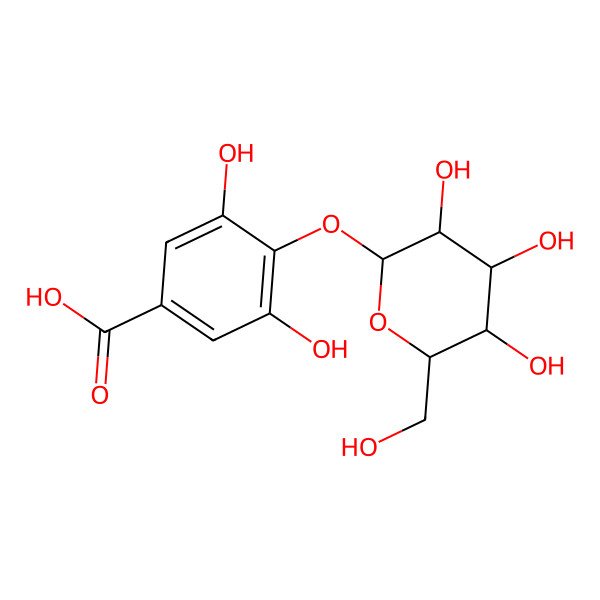 2D Structure of 3,5-dihydroxy-4-[(2R,3R,4S,5S,6R)-3,4,5-trihydroxy-6-(hydroxymethyl)oxan-2-yl]oxybenzoic acid