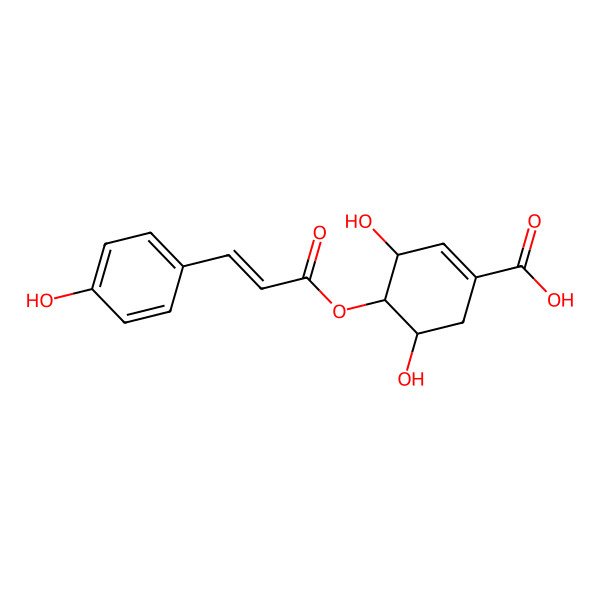 2D Structure of 3,5-Dihydroxy-4-[3-(4-hydroxyphenyl)prop-2-enoyloxy]cyclohexene-1-carboxylic acid