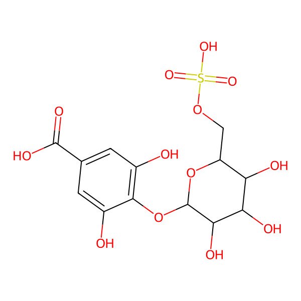 2D Structure of 3,5-Dihydroxy-4-[3,4,5-trihydroxy-6-(sulfooxymethyl)oxan-2-yl]oxybenzoic acid