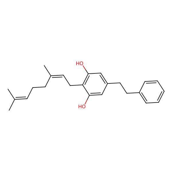 2D Structure of 3,5-Dihydroxy-4-(3,7-dimethyl-2,6-octadienyl) bibenzyl