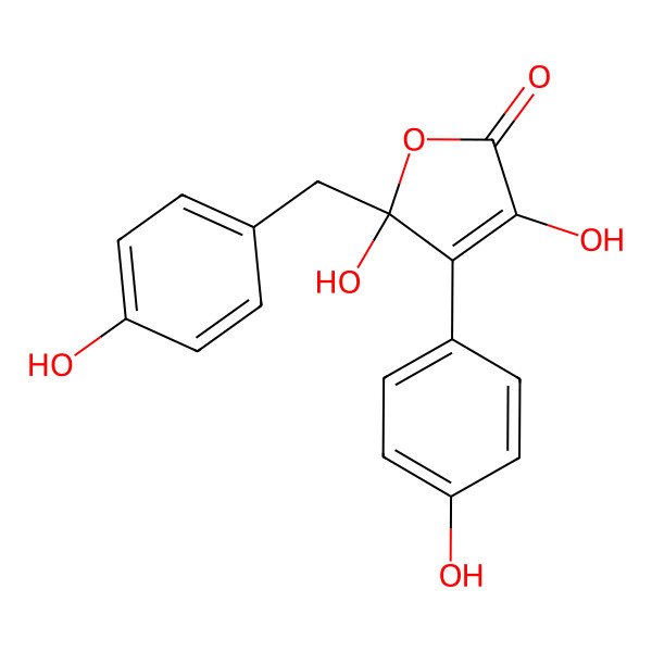2D Structure of 3,5-Dihydroxy-4-(4-hydroxyphenyl)-5-[(4-hydroxyphenyl)methyl]furan-2-one
