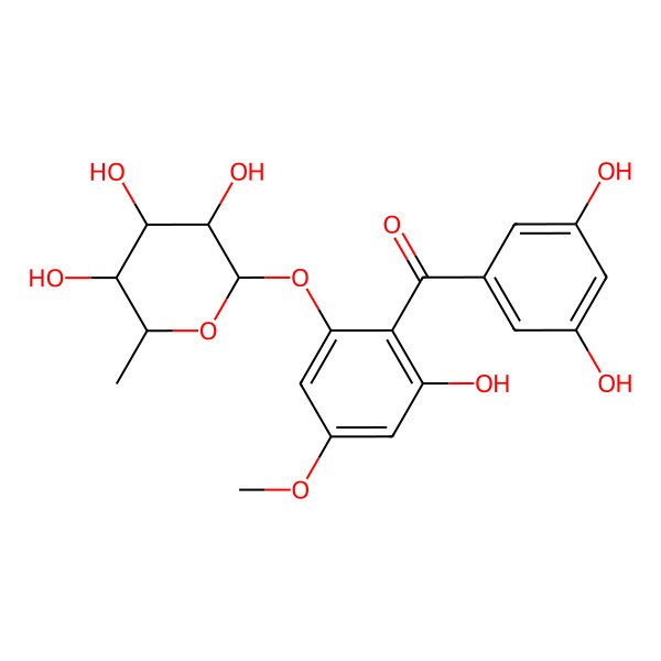 2D Structure of (3,5-Dihydroxyphenyl)-[2-hydroxy-4-methoxy-6-(3,4,5-trihydroxy-6-methyloxan-2-yl)oxyphenyl]methanone