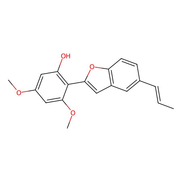 2D Structure of 3,5-dimethoxy-2-[5-[(E)-prop-1-enyl]-1-benzofuran-2-yl]phenol