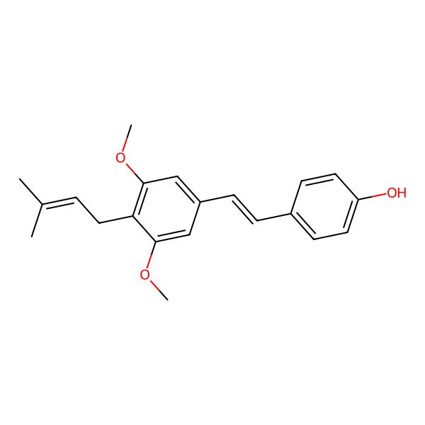 2D Structure of 3,5-Dimethoxy-4'-hydroxy-4-(3,3-dimethylallyl)stilbene