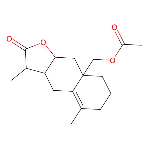 2D Structure of (3,5-Dimethyl-2-oxo-3,3a,4,6,7,8,9,9a-octahydrobenzo[f][1]benzofuran-8a-yl)methyl acetate