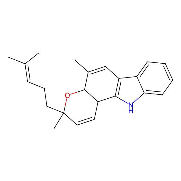 2D Structure of 3,5-dimethyl-3-(4-methylpent-3-enyl)-11,11b-dihydro-4aH-pyrano[3,2-a]carbazole