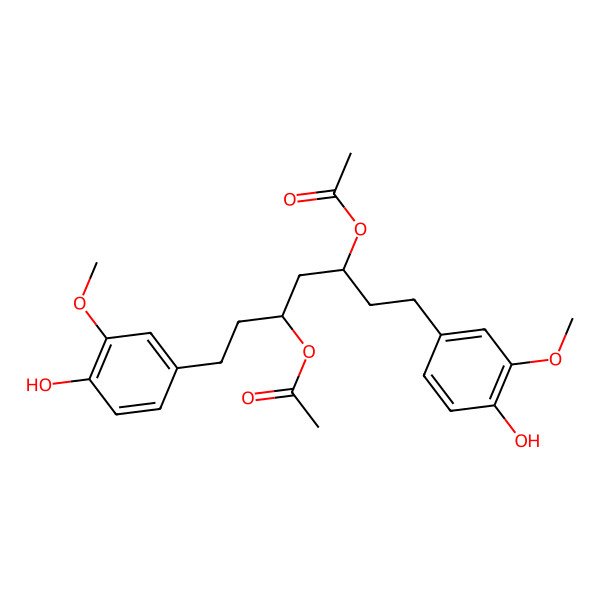 2D Structure of 3,5-Heptanediol, 1,7-bis(4-hydroxy-3-methoxyphenyl)-, 3,5-diacetate