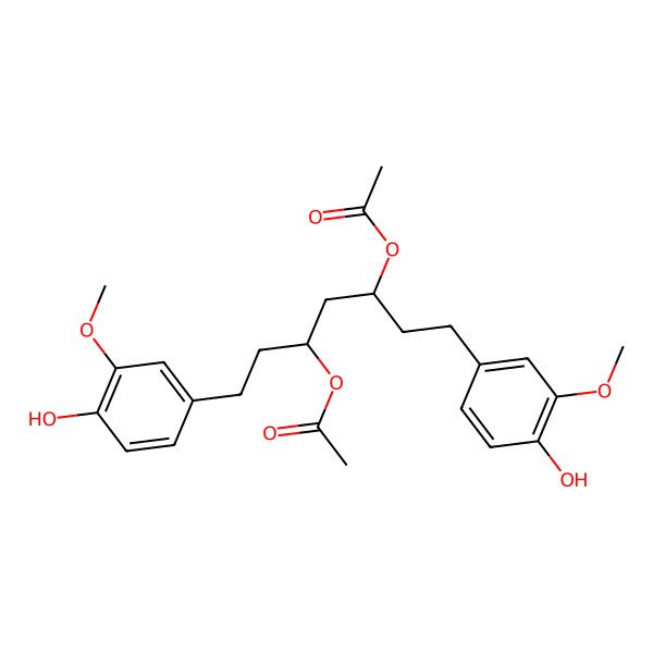 2D Structure of 3,5-Heptanediol, 1,7-bis(4-hydroxy-3-methoxyphenyl)-, 3,5-diacetate 2D Structure of 3,5-Heptanediol, 1,7-bis(4-hydroxy-3-methoxyphenyl)-, 3,5-diacetate