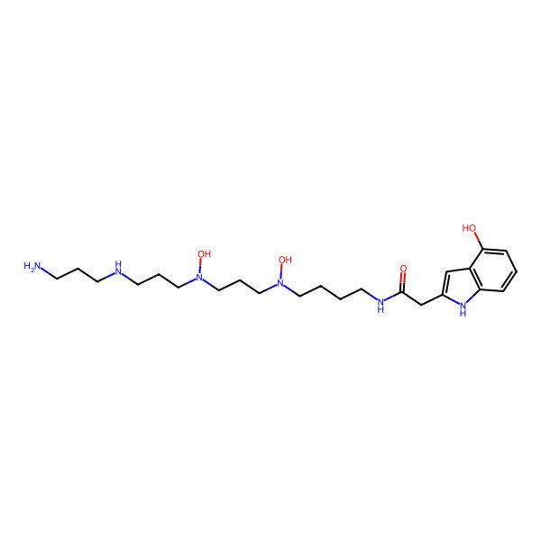2D Structure of N-[4-[3-[3-(3-aminopropylamino)propyl-hydroxyamino]propyl-hydroxyamino]butyl]-2-(4-hydroxy-1H-indol-2-yl)acetamide