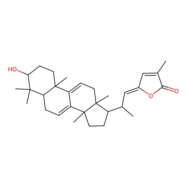 2D Structure of (5E)-5-[(2S)-2-[(3R,5R,10S,13R,14R,17R)-3-hydroxy-4,4,10,13,14-pentamethyl-2,3,5,6,12,15,16,17-octahydro-1H-cyclopenta[a]phenanthren-17-yl]propylidene]-3-methylfuran-2-one