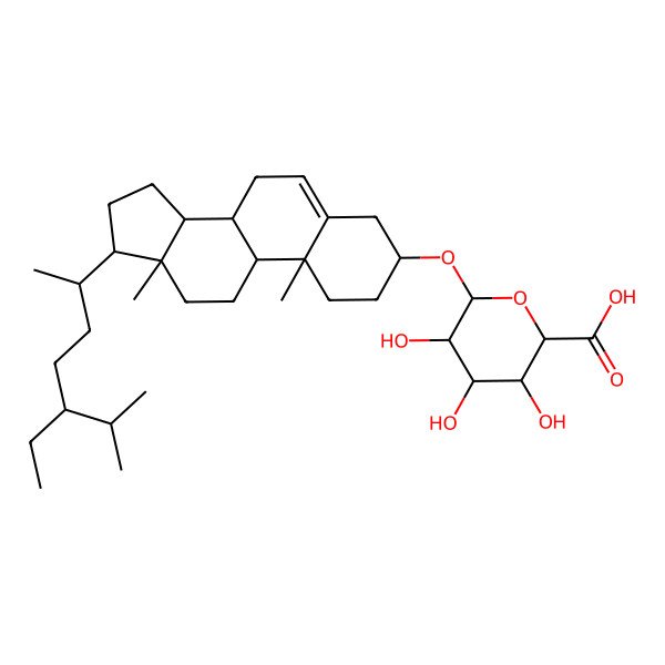 2D Structure of (2S,3S,4S,5R,6R)-6-[[(3S,8S,9S,10R,13R,14S,17R)-17-[(2R,5R)-5-ethyl-6-methylheptan-2-yl]-10,13-dimethyl-2,3,4,7,8,9,11,12,14,15,16,17-dodecahydro-1H-cyclopenta[a]phenanthren-3-yl]oxy]-3,4,5-trihydroxyoxane-2-carboxylic acid